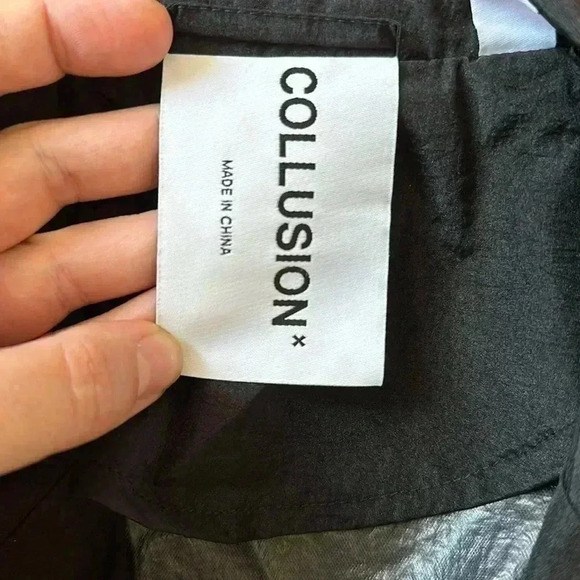 ASOS Collusion Women's Button Down Nylon Jacket in Black Drawstrings Sz 4 - Picture 5 of 6